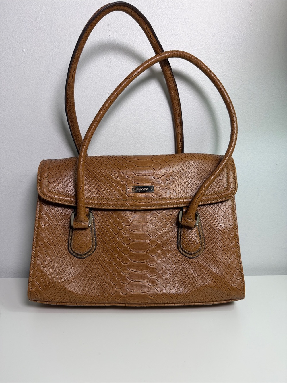 Liz Claiborne Cognac Embossed Top-Handle Satchel